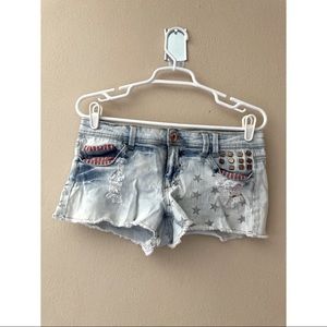 Vanity Americana Denim Shorty Shorts
